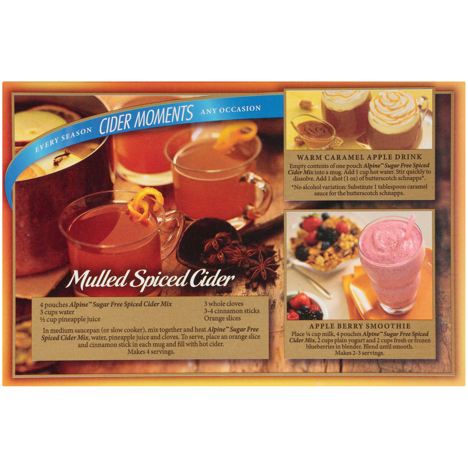 slide 2 of 3, Alpine Sugar Free Spiced Apple Cider Instant Drink Mix, 7.4 oz