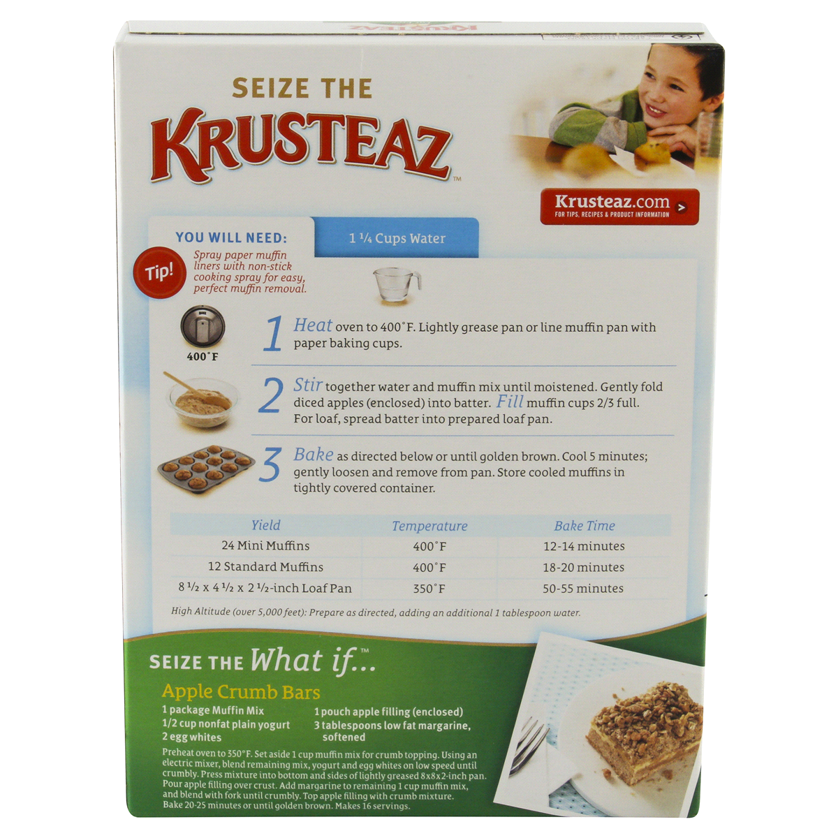 slide 6 of 6, Krusteaz Fat Free Apple Cinnamon Muffin Mix, 19 oz