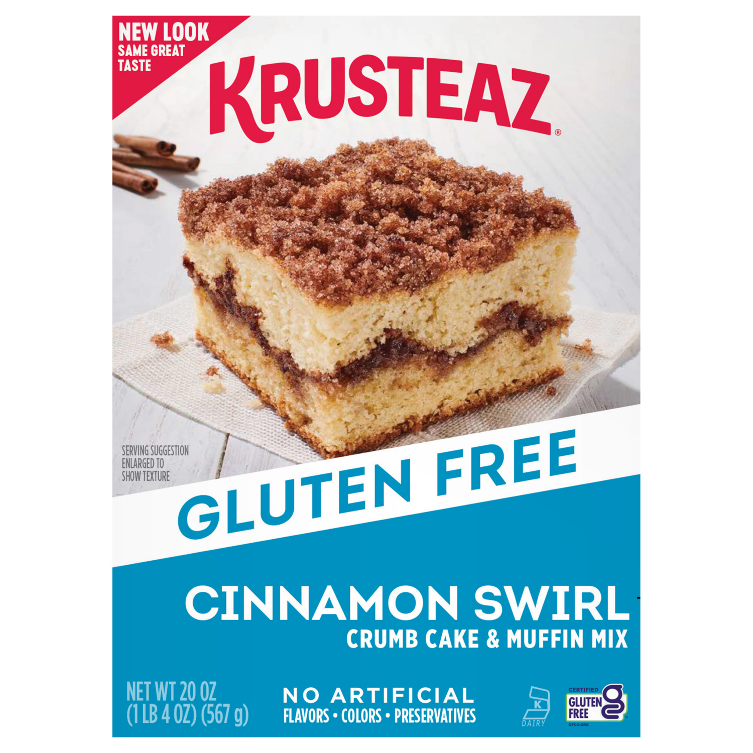 slide 1 of 5, Krusteaz Gluten Free Cinnamon Swirl Crumb Cake & Muffin Mix, 20 oz