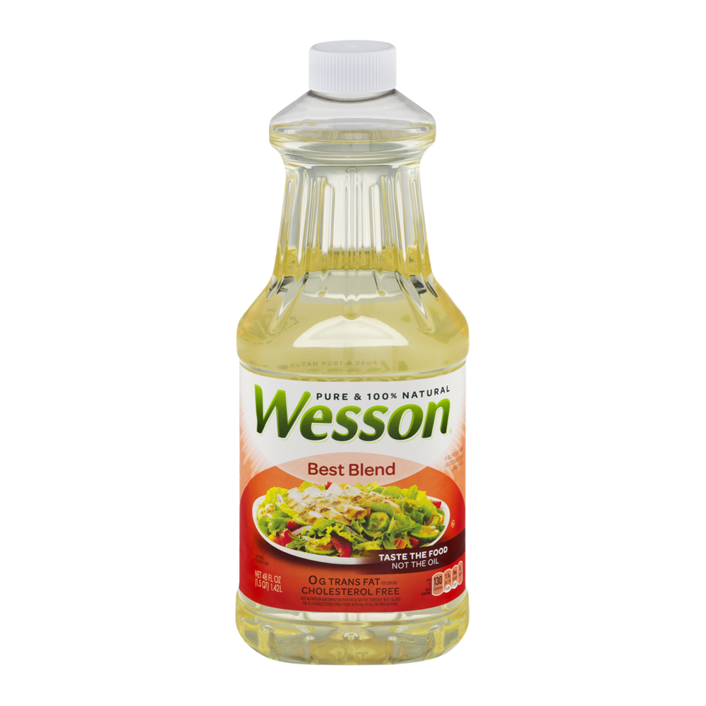 slide 1 of 9, WESSON Best Blend Oil, Vegetable & Canola Oil, Cholesterol Free, 48 oz., 48 fl oz