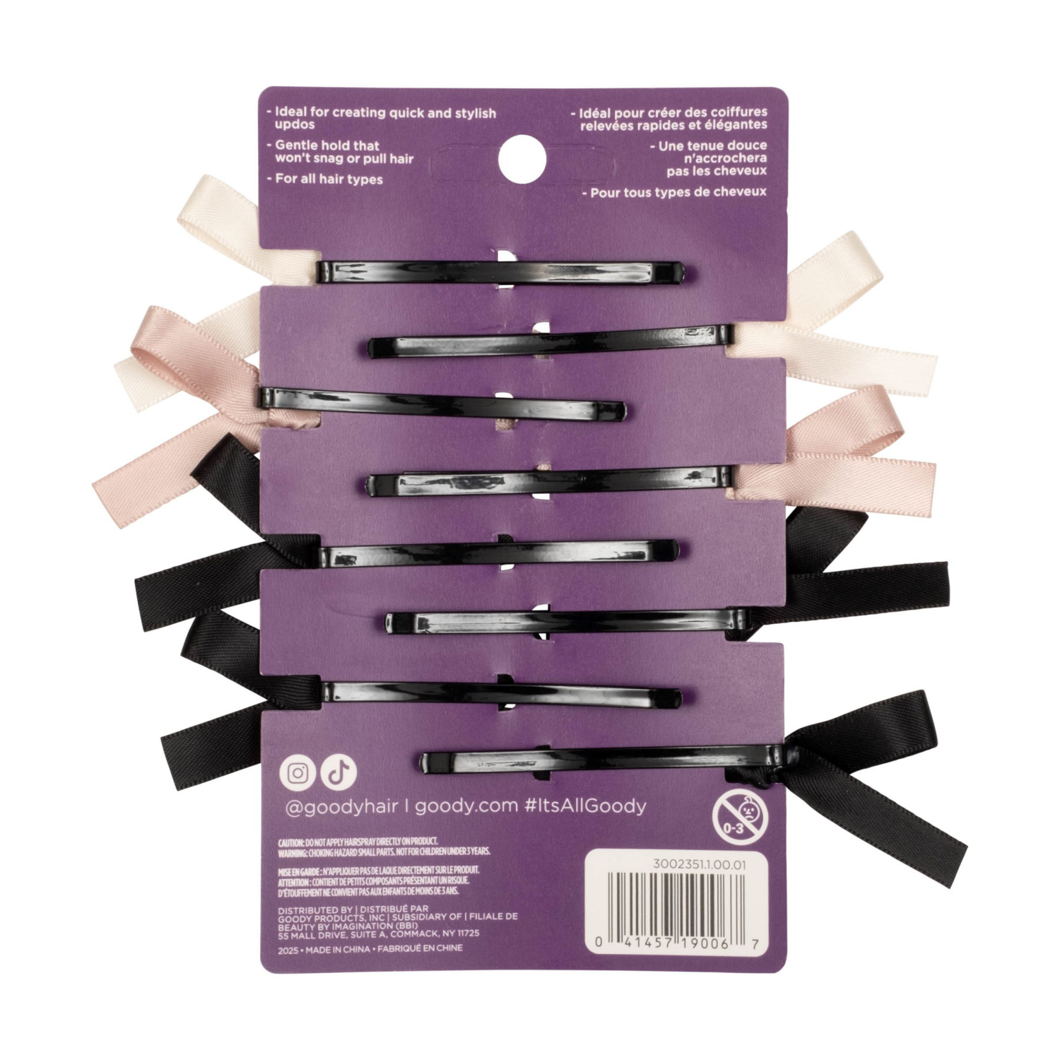 slide 2 of 2, Goody Mini Satin Bow Slides, Multi, 8 Count, 8 ct