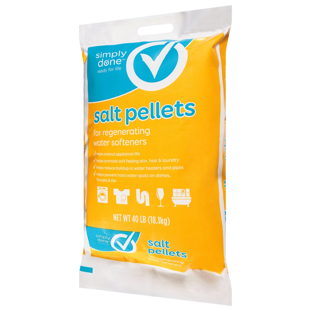 slide 9 of 9, Simply Done Salt Pellets For Regenerating Water Softeners, 40 lb