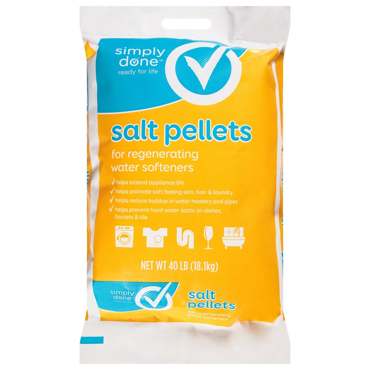 slide 1 of 9, Simply Done Salt Pellets For Regenerating Water Softeners, 40 lb