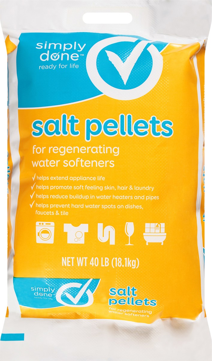 slide 7 of 9, Simply Done Salt Pellets For Regenerating Water Softeners, 40 lb