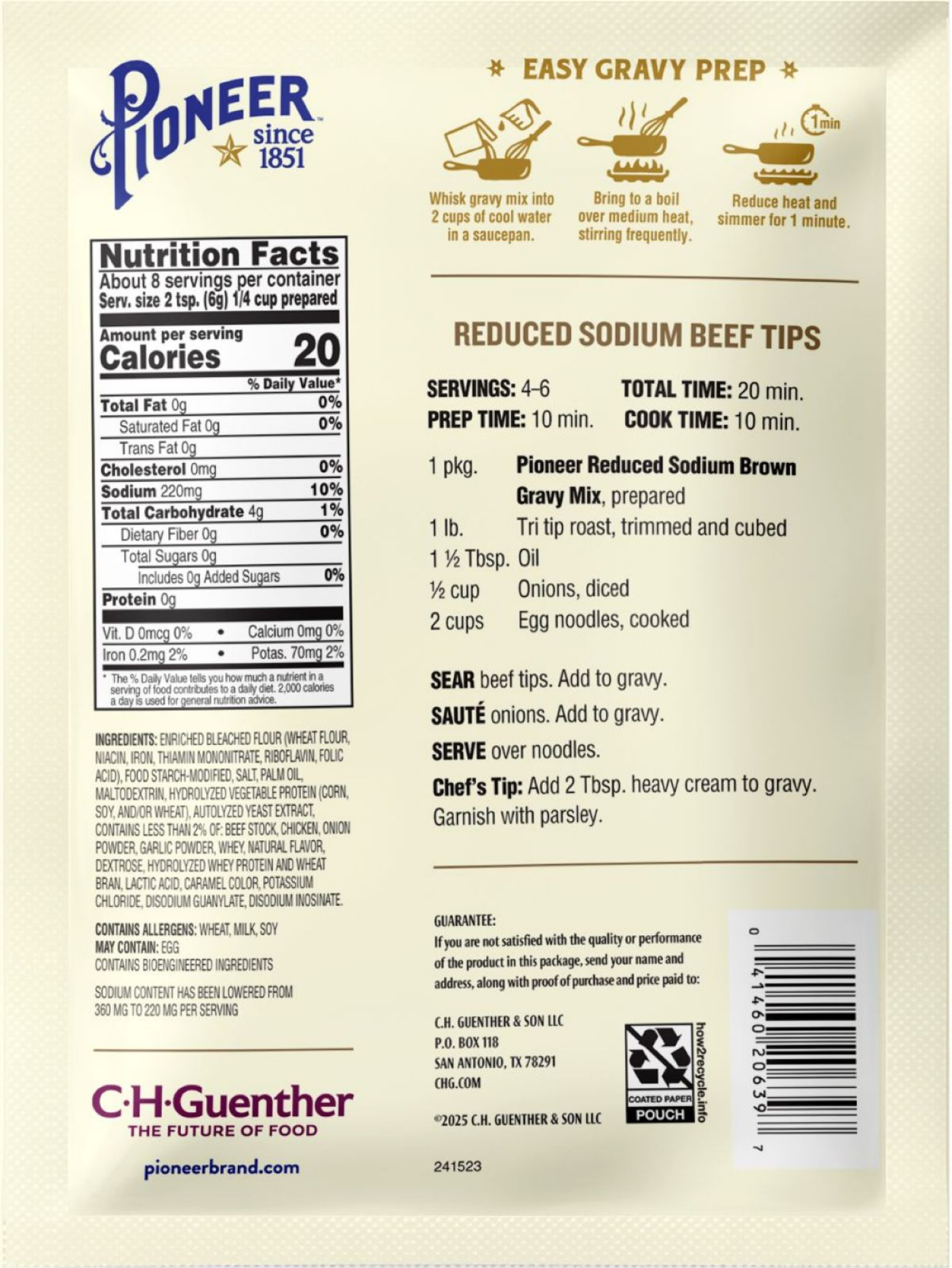 slide 2 of 3, Pioneer Reduced Sodium Brown Gravy Mix 1.61 oz, 1.61 oz