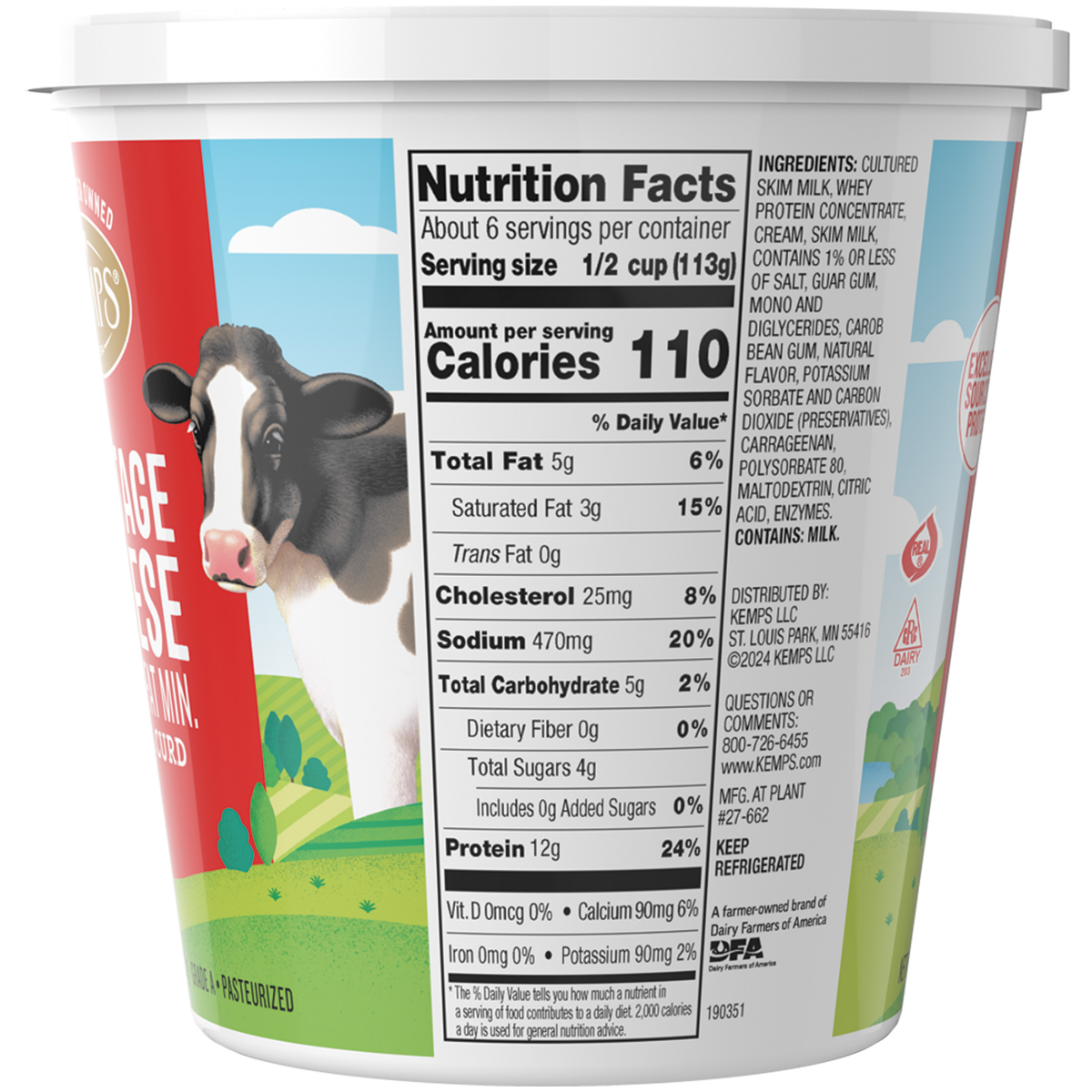 slide 2 of 2, Kemps 4% Small Curd Cottage Cheese, 22 oz