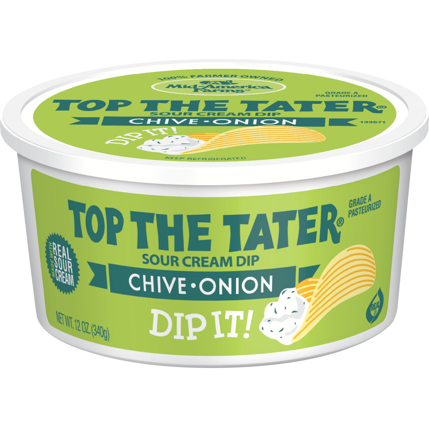 slide 1 of 1, Mid-America Farms Top The Tater Chive Onion Sour Cream Dip, 12 oz