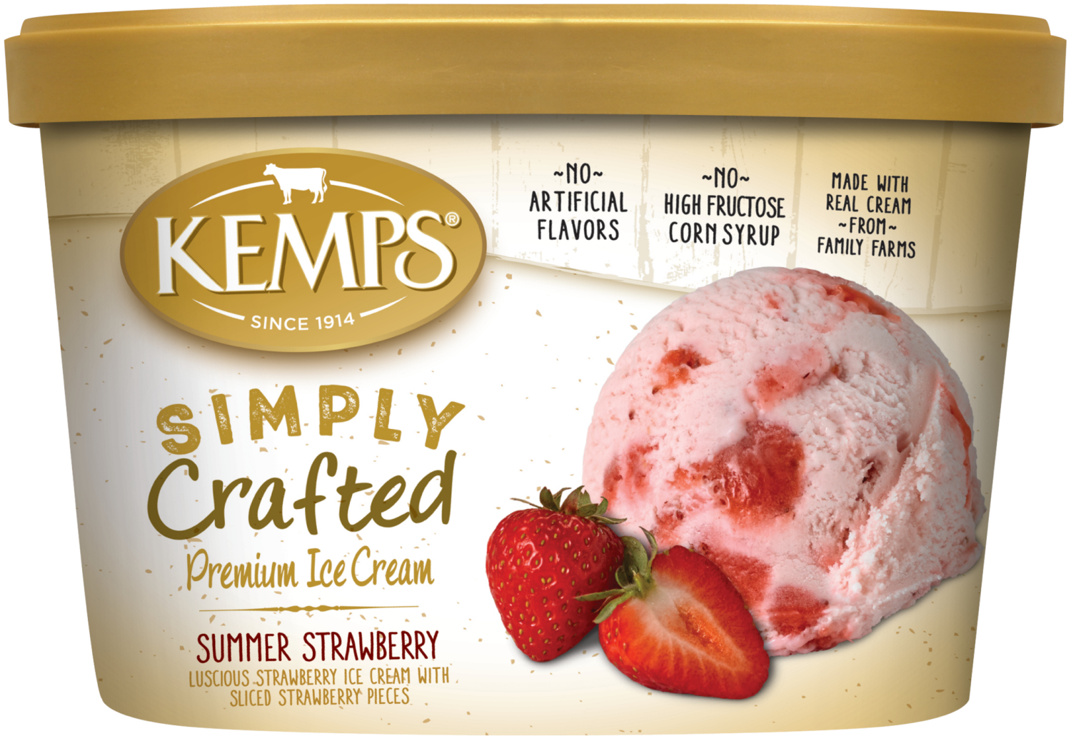 slide 1 of 1, Kemps Simply Crafted Ice Cream, Summer Strawberry, 48 oz