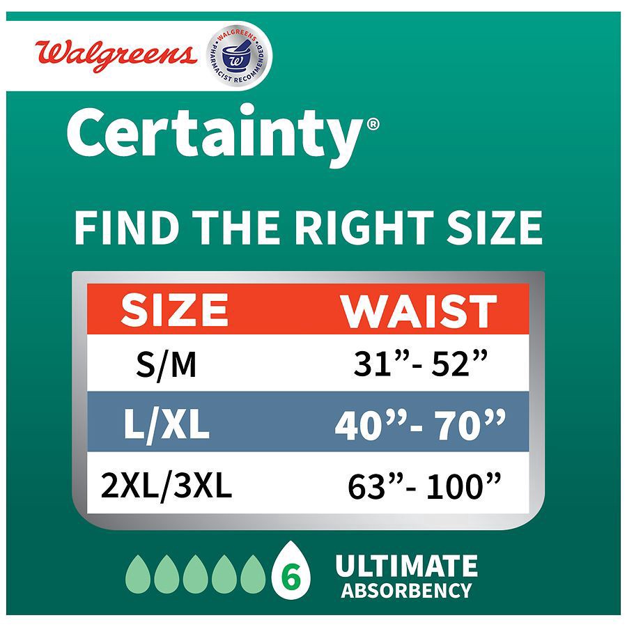 slide 2 of 5, Walgreens Certainty Unisex Adjustable Incontinence Stretch Briefs with Tabs Large/X-Large, 16 ct