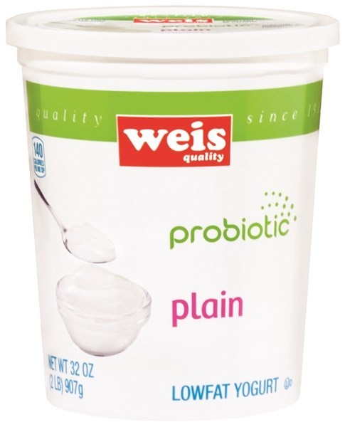 slide 1 of 1, Weis Quality Plain Probiotic Lowfat Yogurt, 32 oz