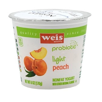 slide 1 of 1, Weis Quality Peach Light Probiotic Nonfat Yogurt, 6 oz