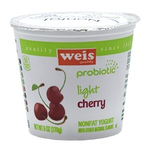 slide 1 of 1, Weis Quality Cherry Light Probiotic Nonfat Yogurt, 6 oz