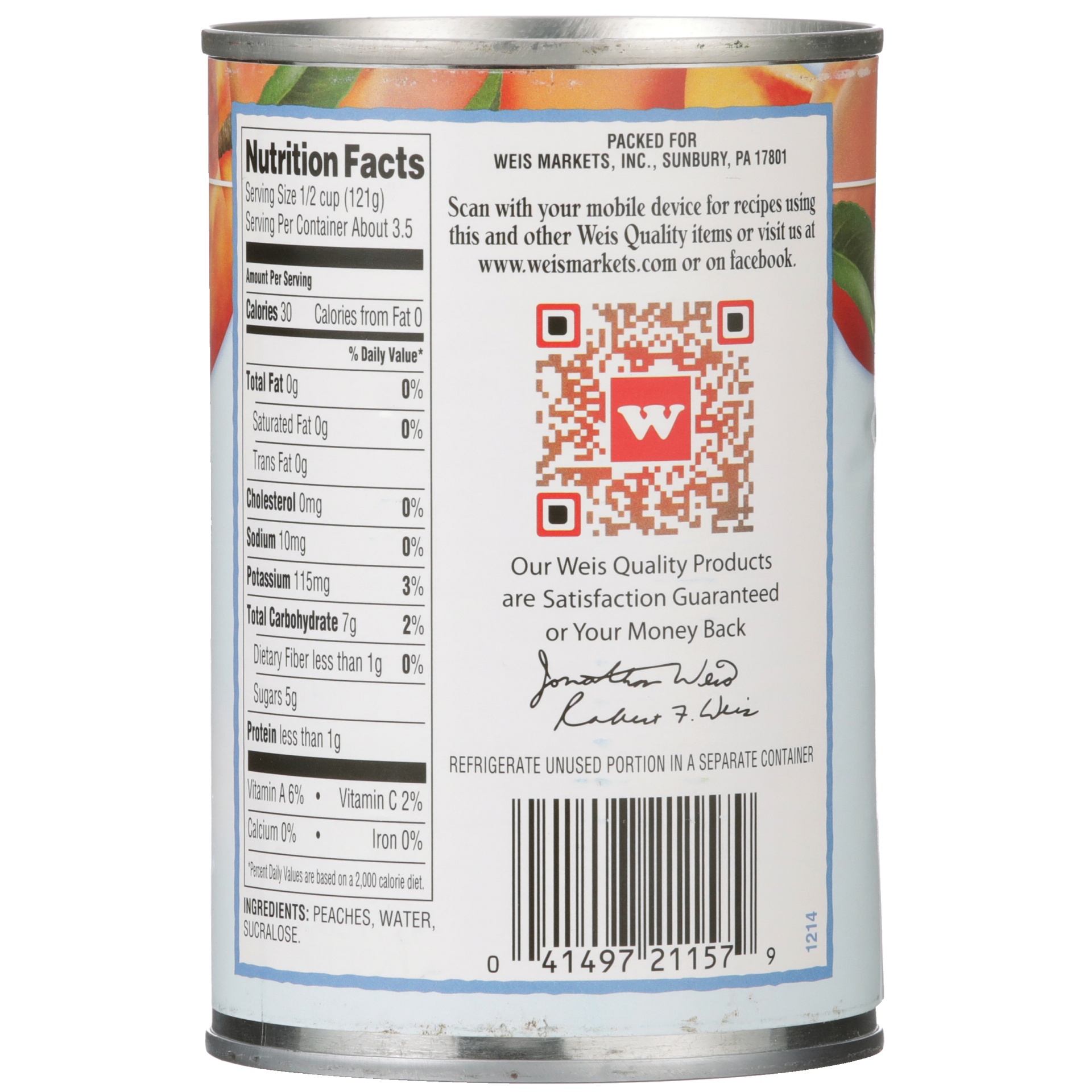 slide 6 of 6, Weis Quality Yellow Cling Sliced Peaches in Water Canned Fruit, 14.5 oz