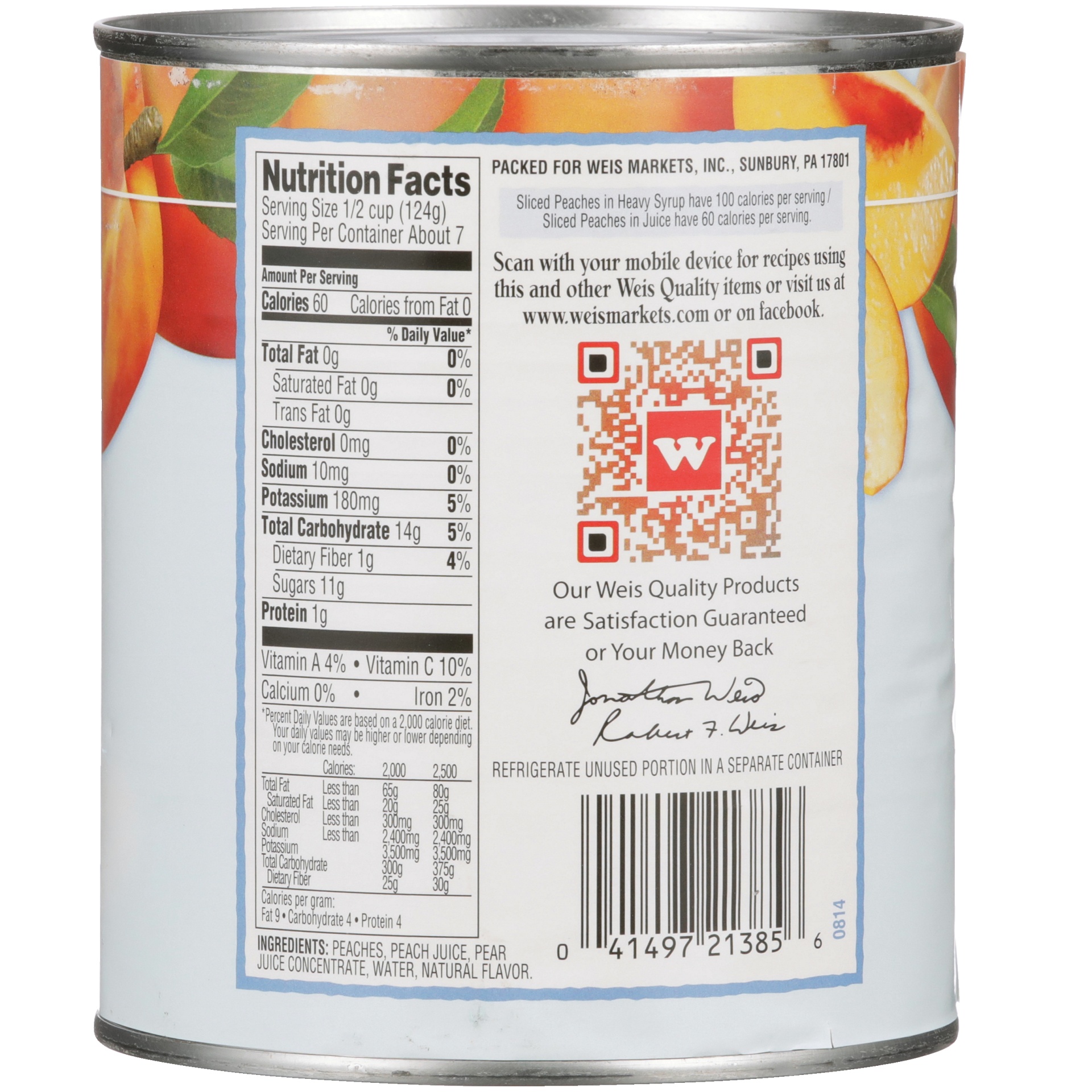 slide 6 of 6, Weis Quality Yellow Cling Sliced Peaches in 100% Juice Canned Fruit, 29 oz