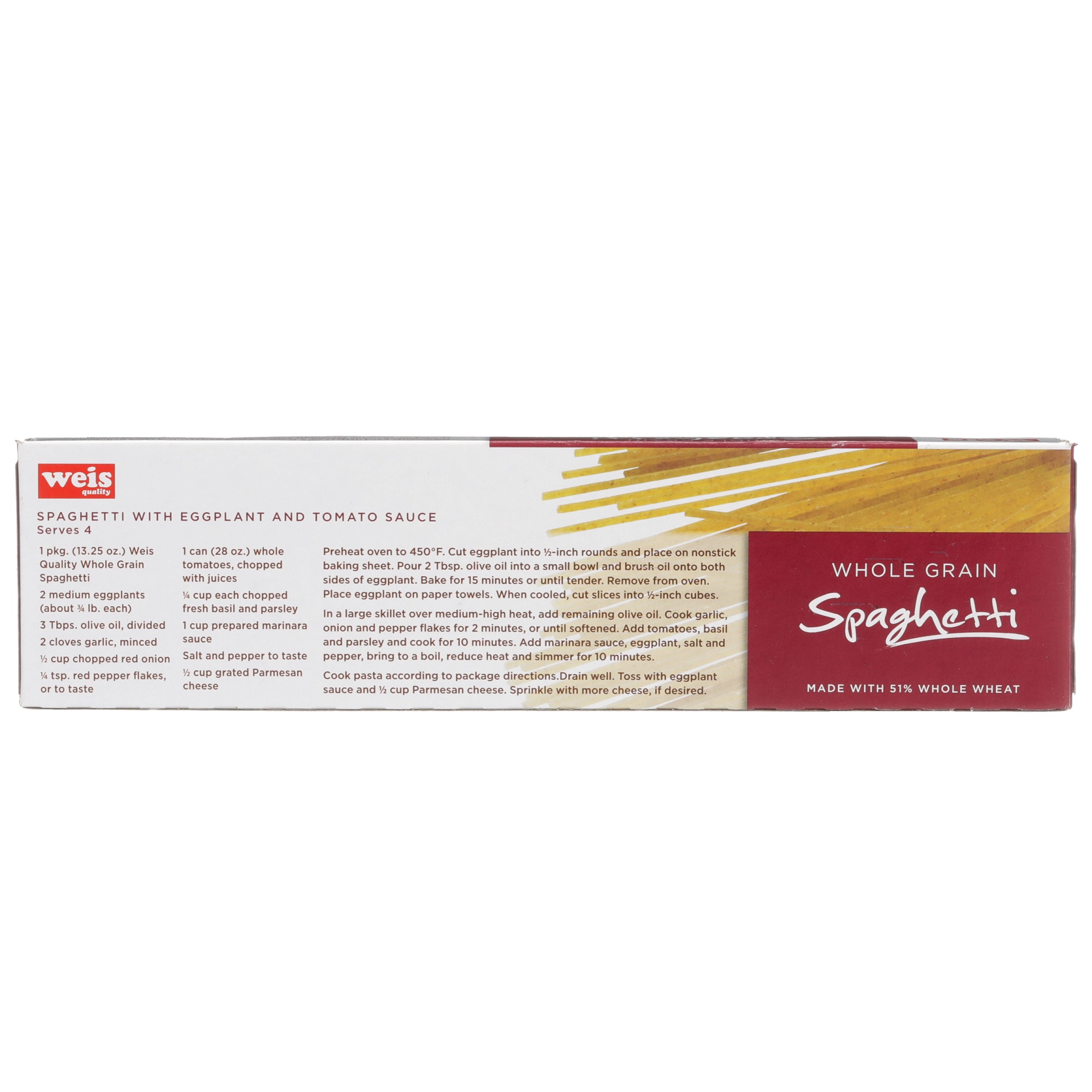 slide 2 of 6, Weis Quality Whole Grain Spaghetti Pasta, 13.25 oz