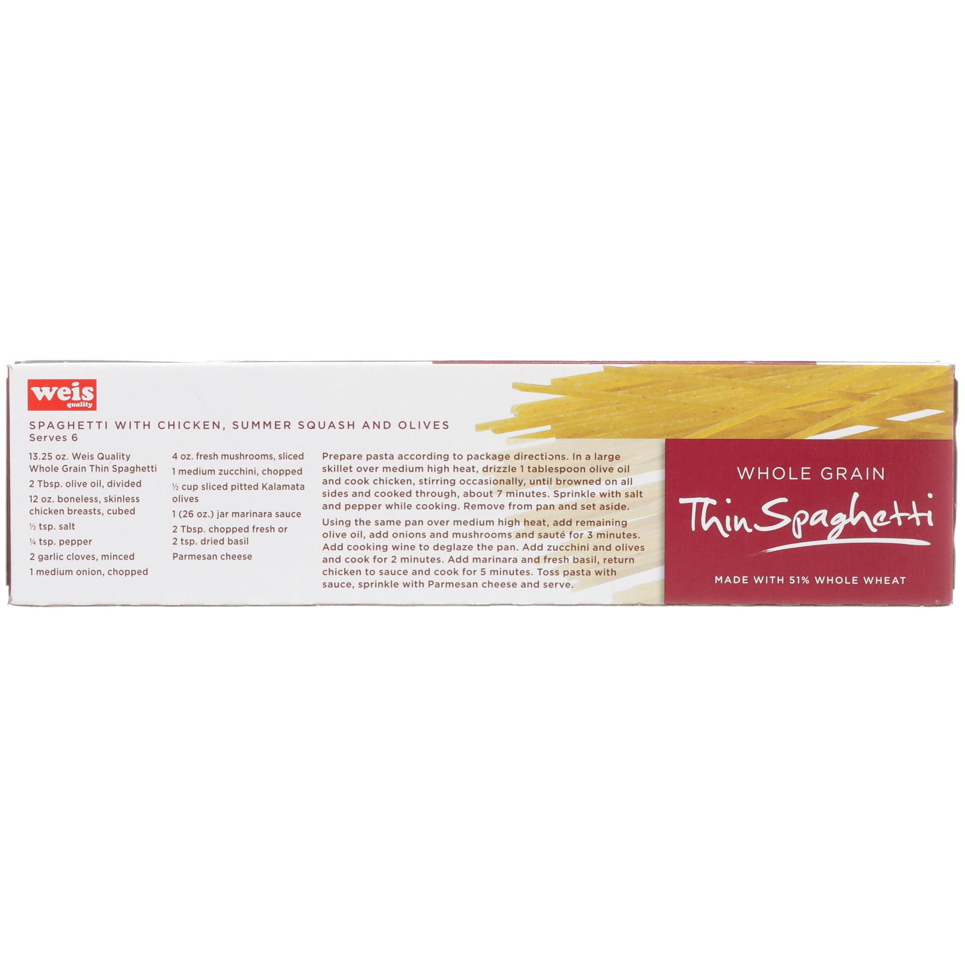 slide 3 of 6, Weis Quality Whole Grain Thin Spaghetti Pasta, 13.25 oz