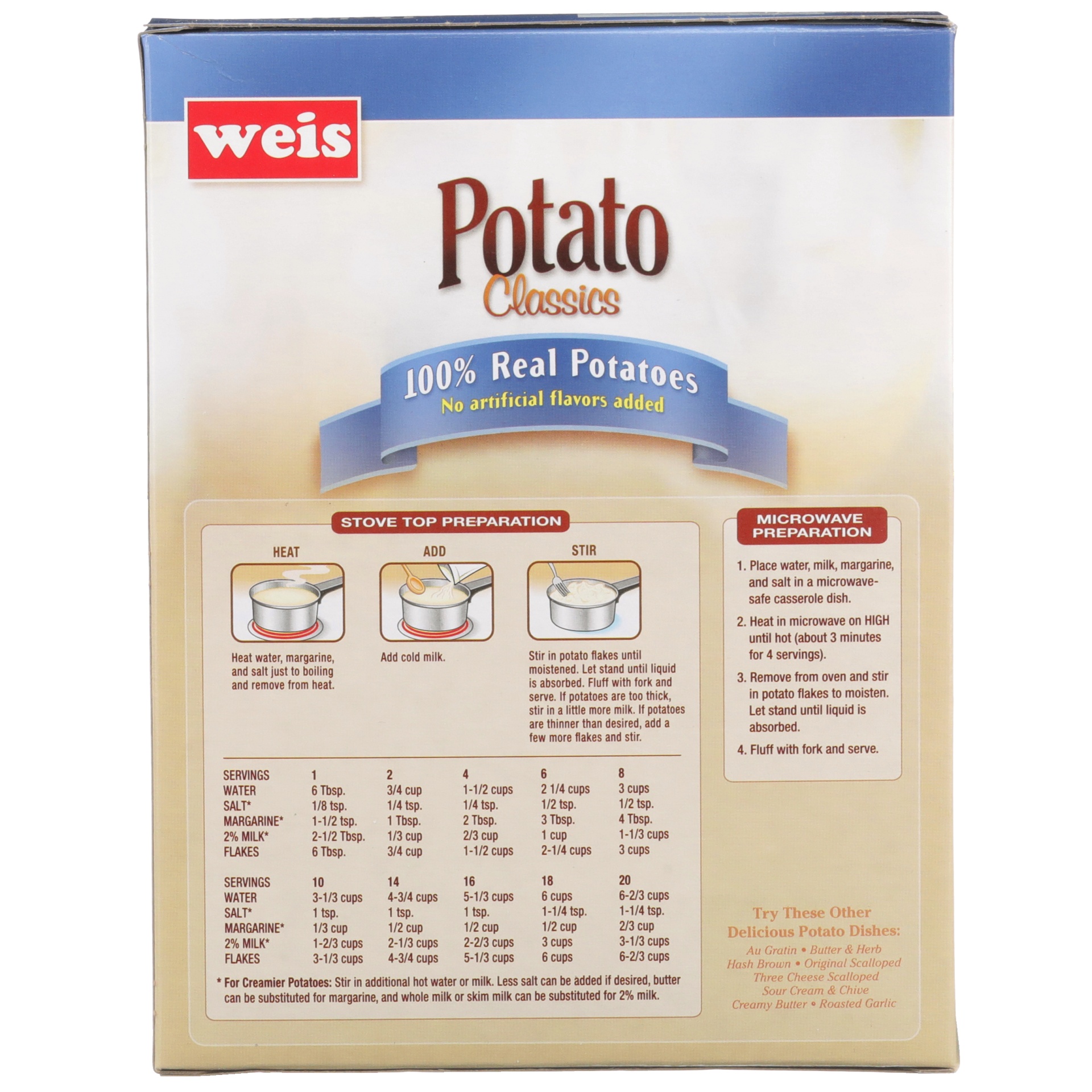 slide 4 of 6, Weis Quality 100% Real Instant Mashed Potatoes, 13.3 oz