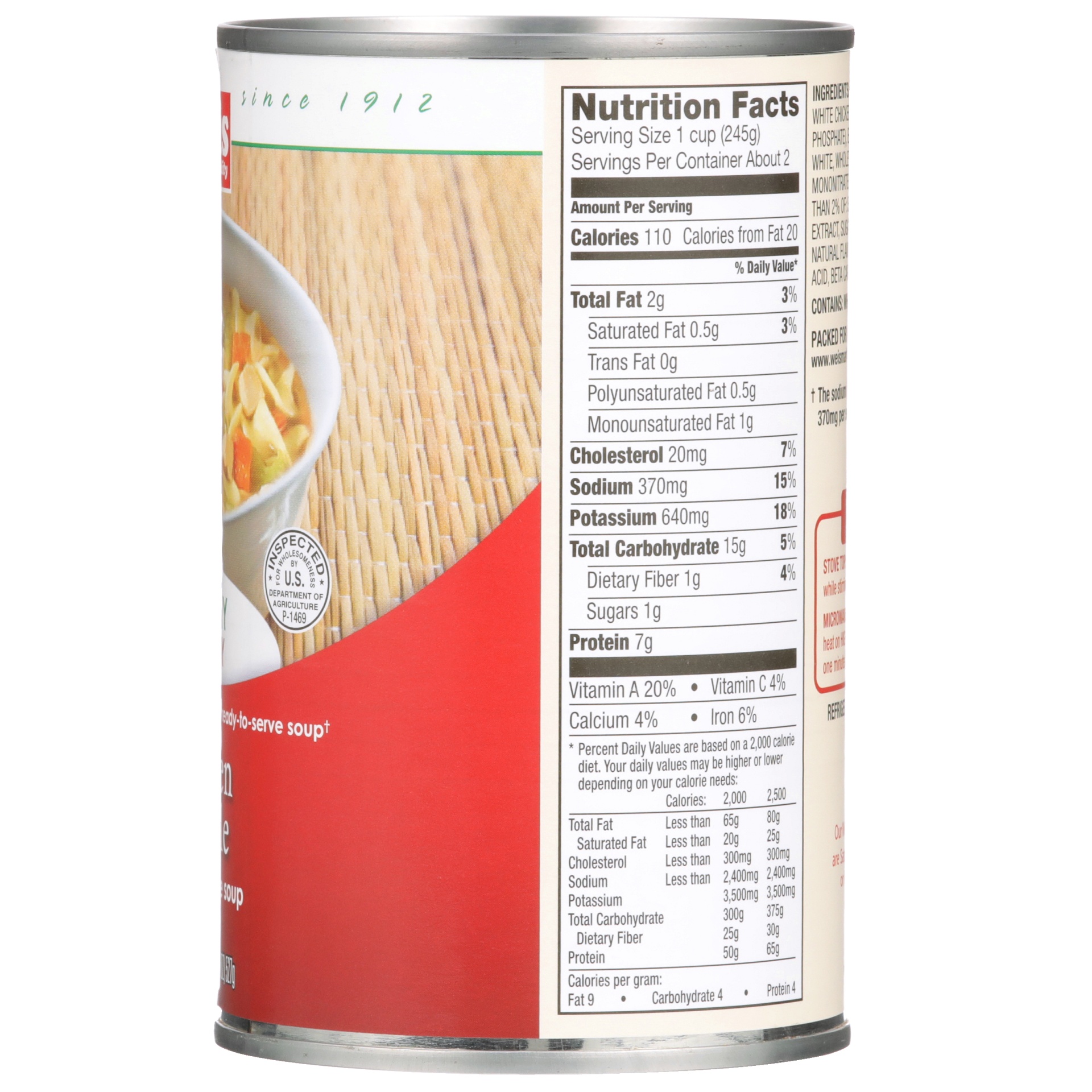 slide 2 of 6, Weis Quality Chicken Noodle Healthy Chunky Soup, 18.6 oz