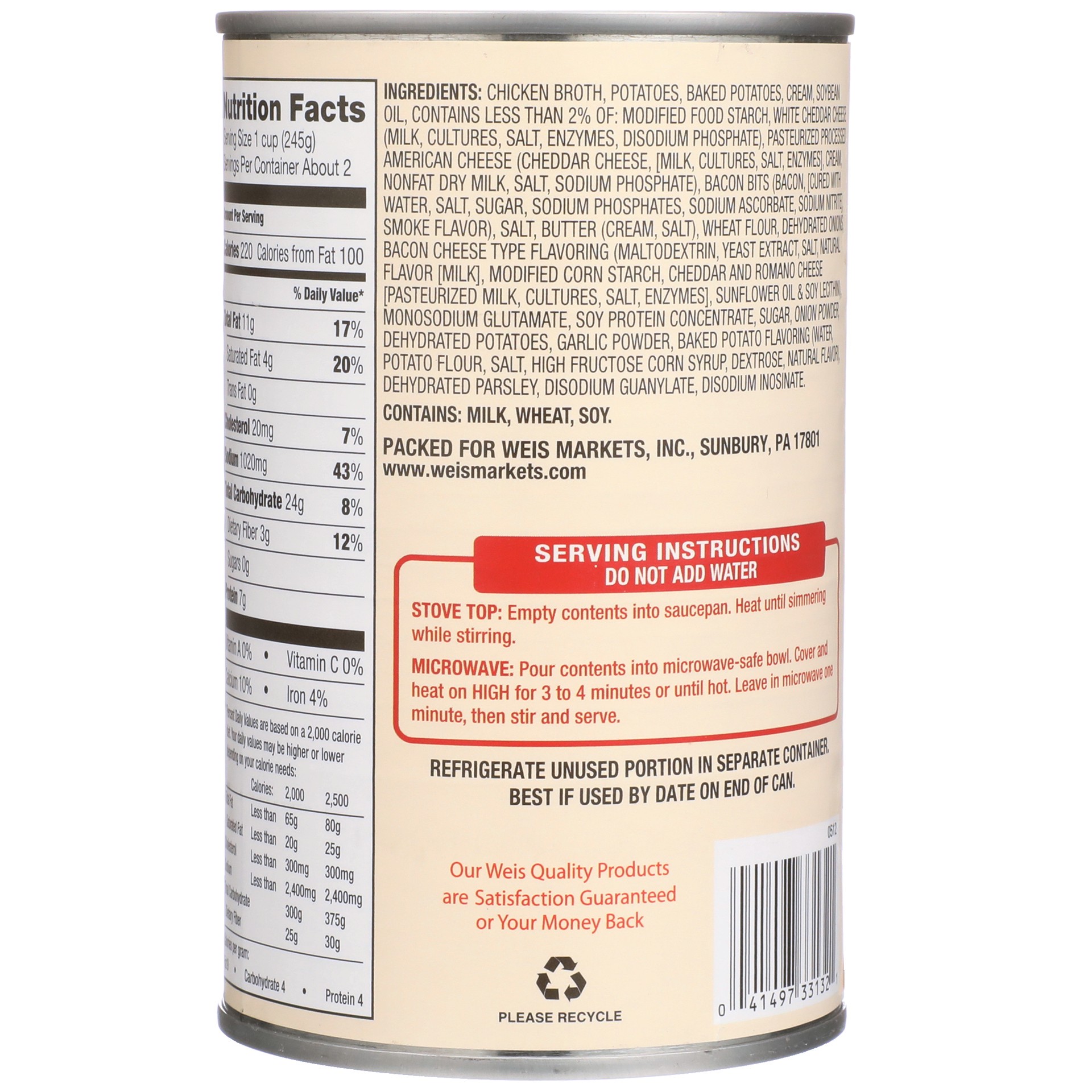 slide 2 of 6, Weis Quality Baked Potato with Cheddar and Bacon Bits Chunky Soup, 18.8 oz