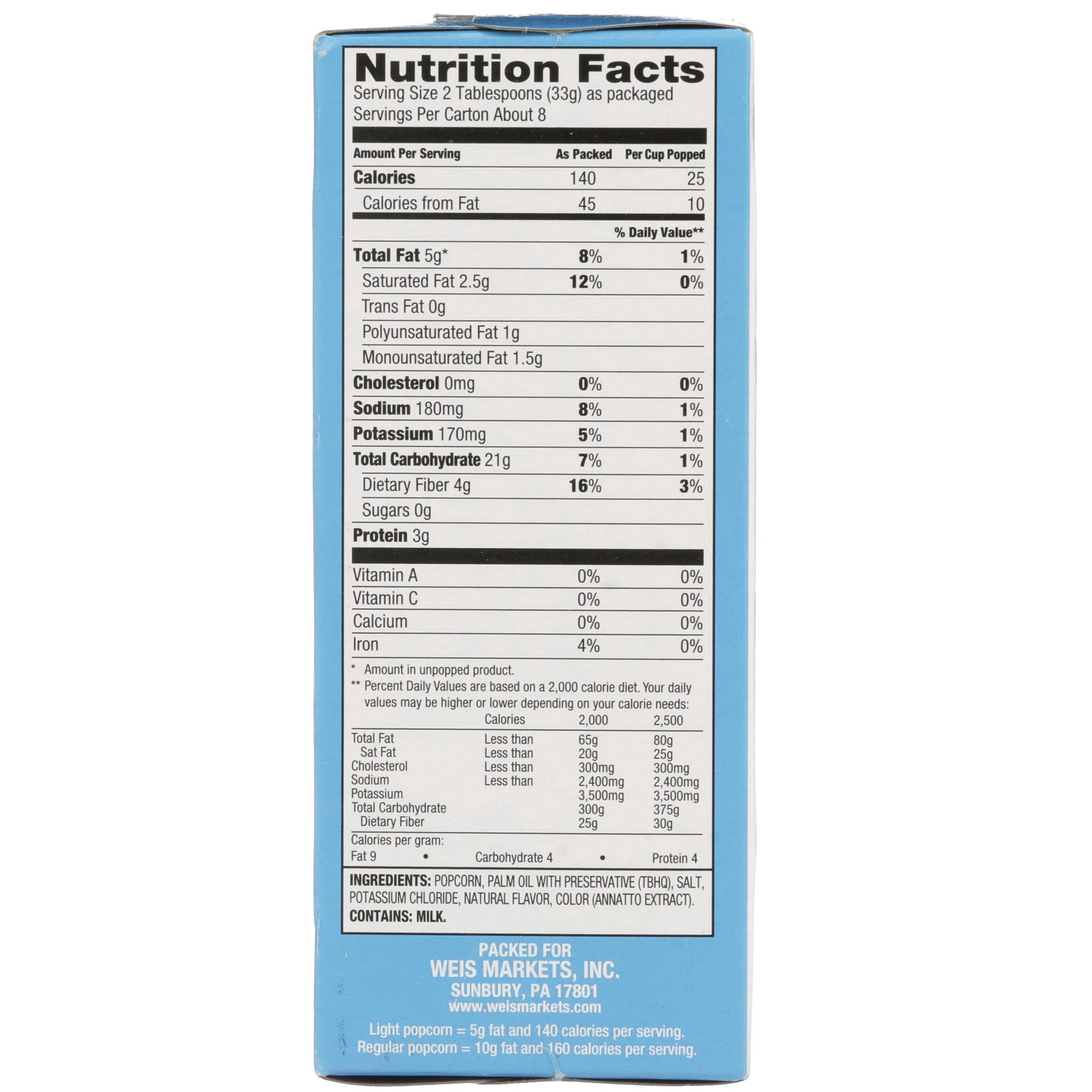 Weis Quality Light Butter Flavor Microwave Popcorn 8.7 oz Shipt