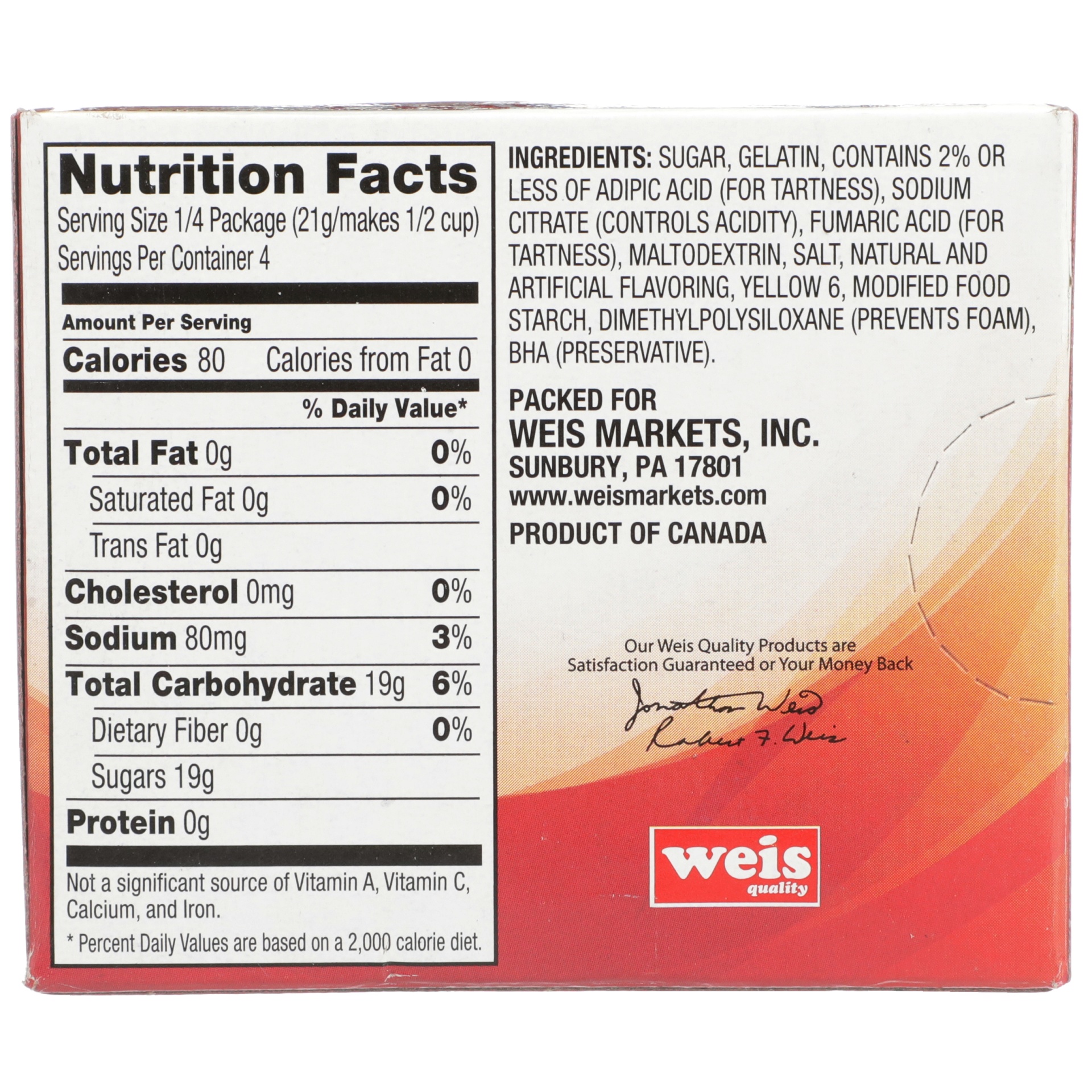 slide 4 of 6, Weis Quality Orange Flavored Gelatin Dessert, 3 oz