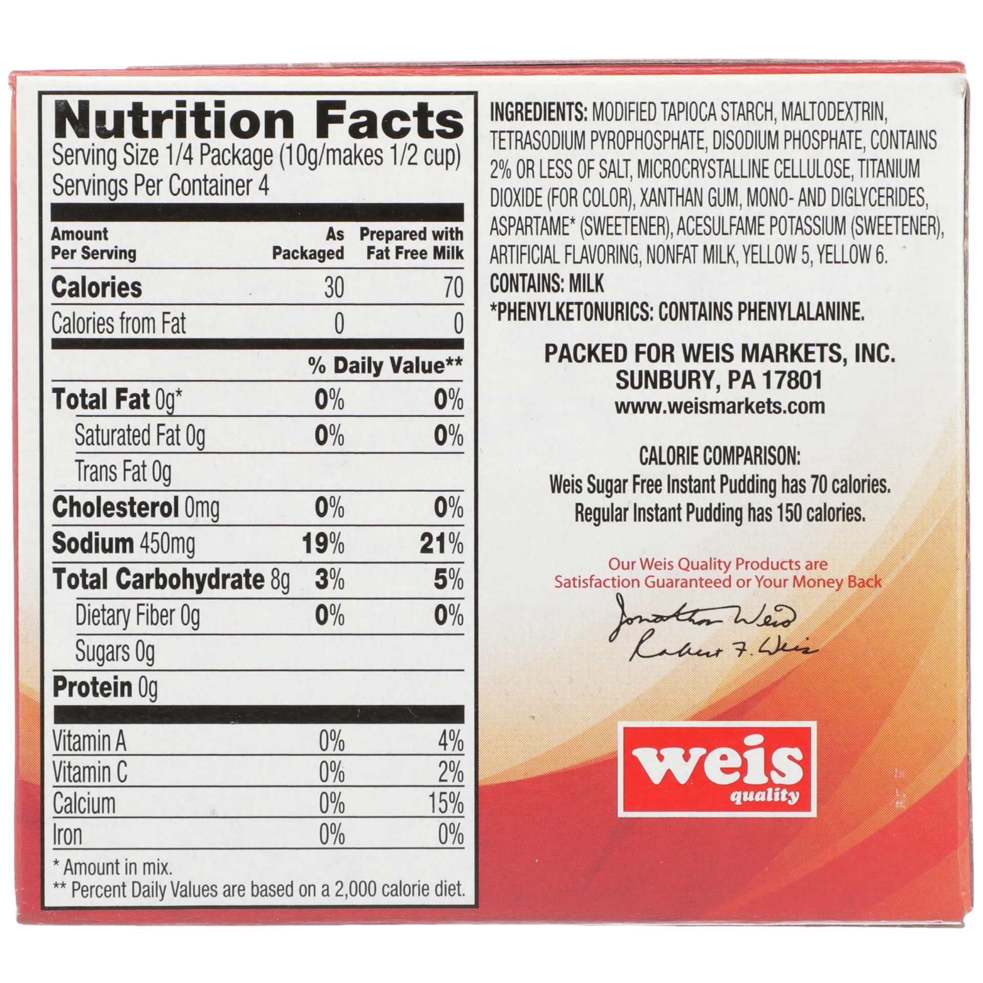 slide 5 of 6, Weis Quality Sugar Free Instant Vanilla Flavored Instant Pudding and Pie Filling, 1.34 oz