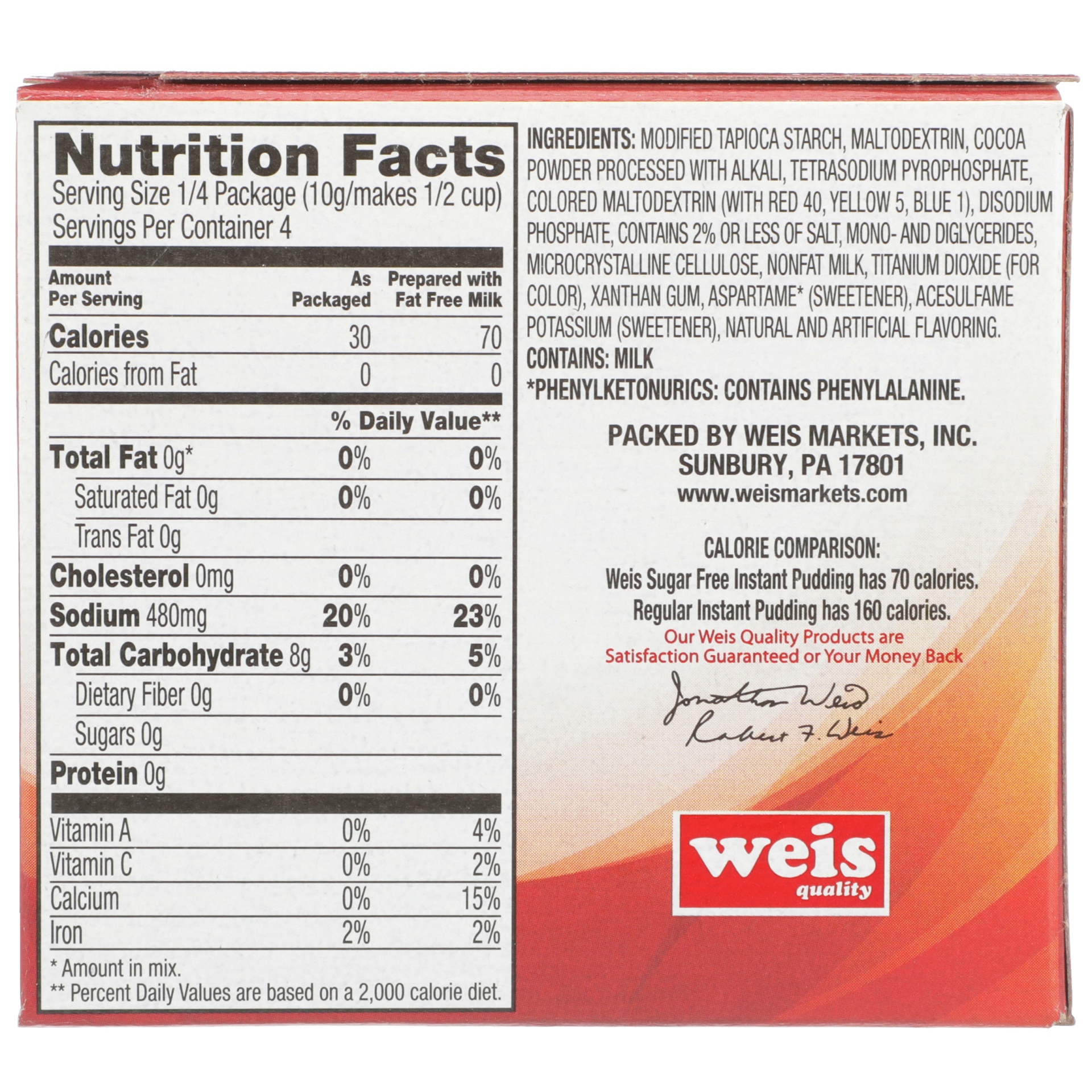 slide 3 of 6, Weis Quality Chocolate Flavored Sugar Free Instant Instant Pudding and Pie Filling, 1.5 oz