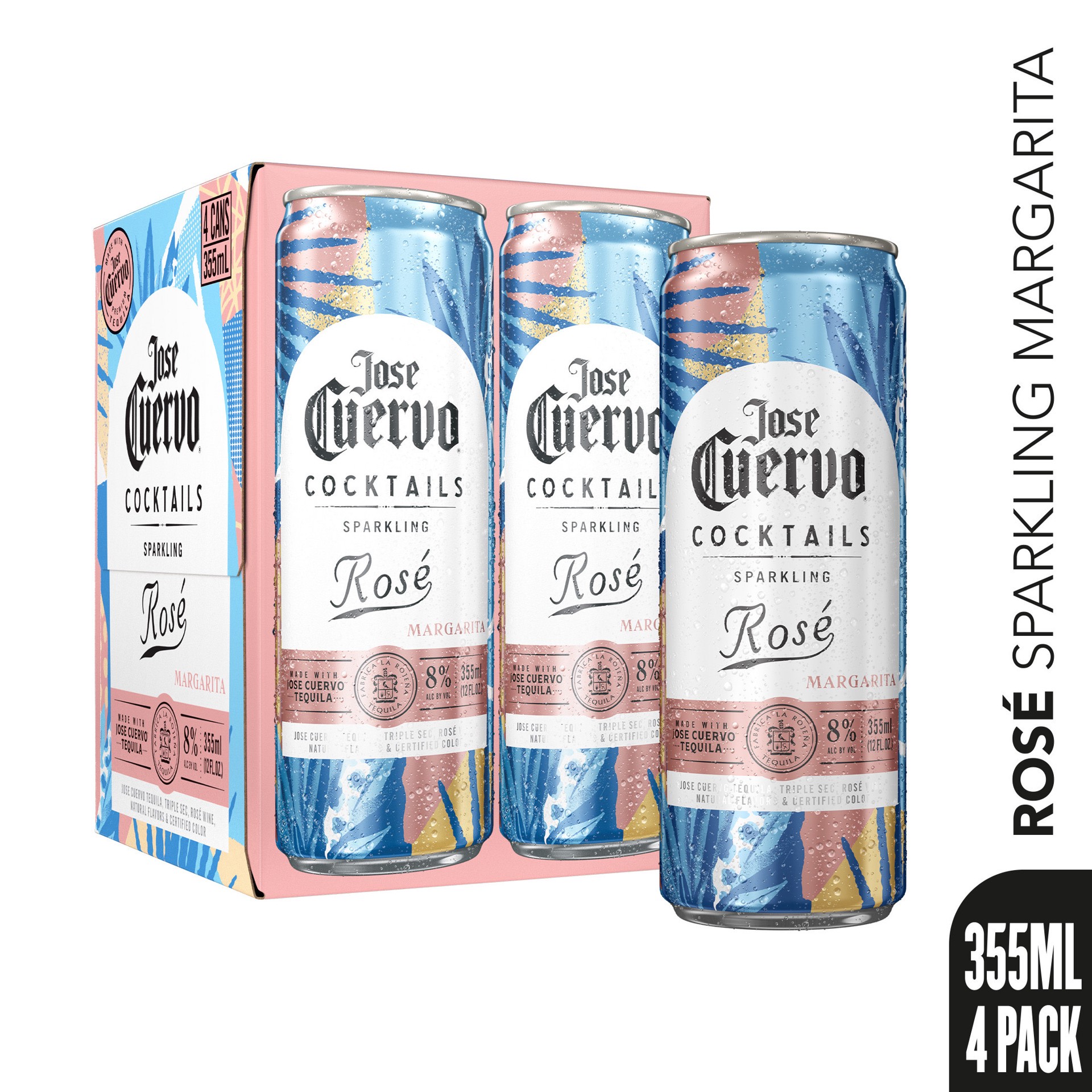 slide 3 of 6, Jose Cuervo Sparkling Margarita Rosé Ready to Drink Cocktail (4 pack, 355 ml), 355 ml