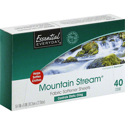 slide 1 of 1, Essential Everyday Mountain Spring Scent Softener Sheets, 80 ct