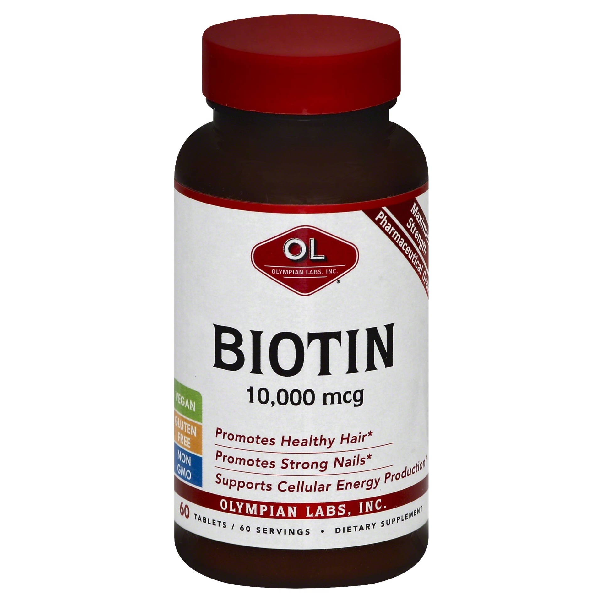 slide 1 of 2, Olympian Labs Biotin, Maximum Strength, 10000 mcg, Tablets, 60 ct