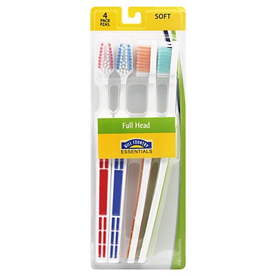 slide 1 of 1, Hill Country Fare Full Head Soft Toothbrushes, 4 ct