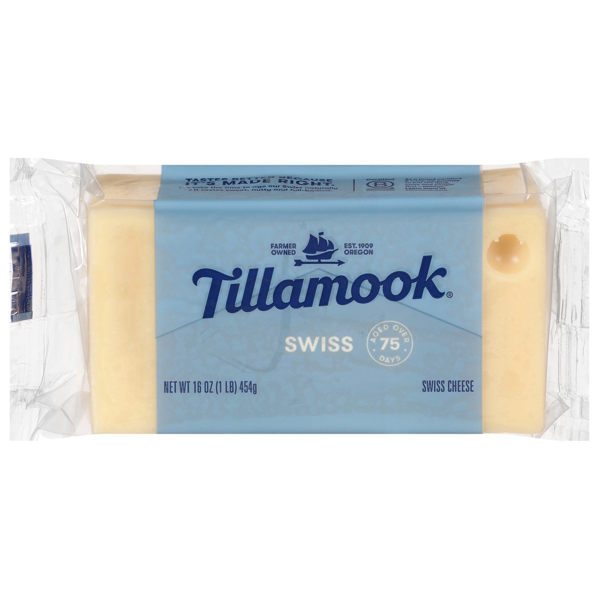 slide 1 of 5, Tillamook Swiss Cheese 16 oz, 1 lb