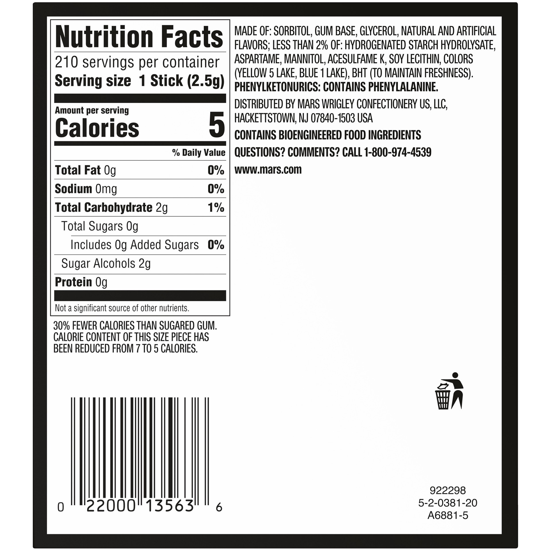 slide 2 of 5, 5 Sugar Free Spearmint Rain Gum 6 ea, 6 ct