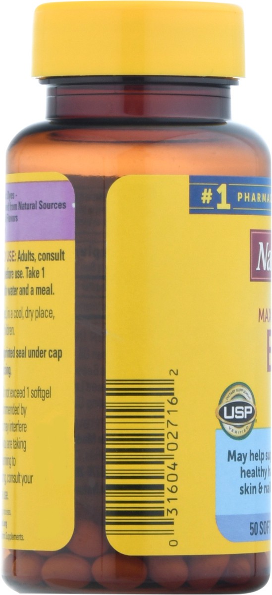 slide 14 of 14, Nature Made Maximum Strength Biotin 5000 mcg, Dietary Supplement may help support Healthy Hair, Skin & Nails, 50 Softgels, 50 ct