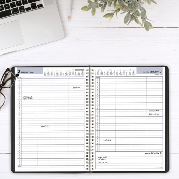 slide 2 of 7, AT-A-GLANCE® DayMinder® 2026 Four Person Daily Appointment Book, Black, Large, 8"" x 11"", 1 ct