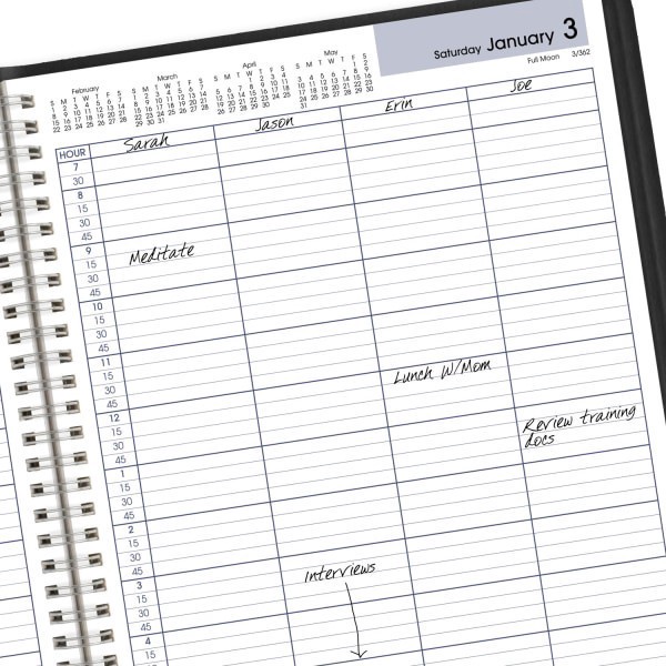 slide 5 of 7, AT-A-GLANCE® DayMinder® 2026 Four Person Daily Appointment Book, Black, Large, 8"" x 11"", 1 ct