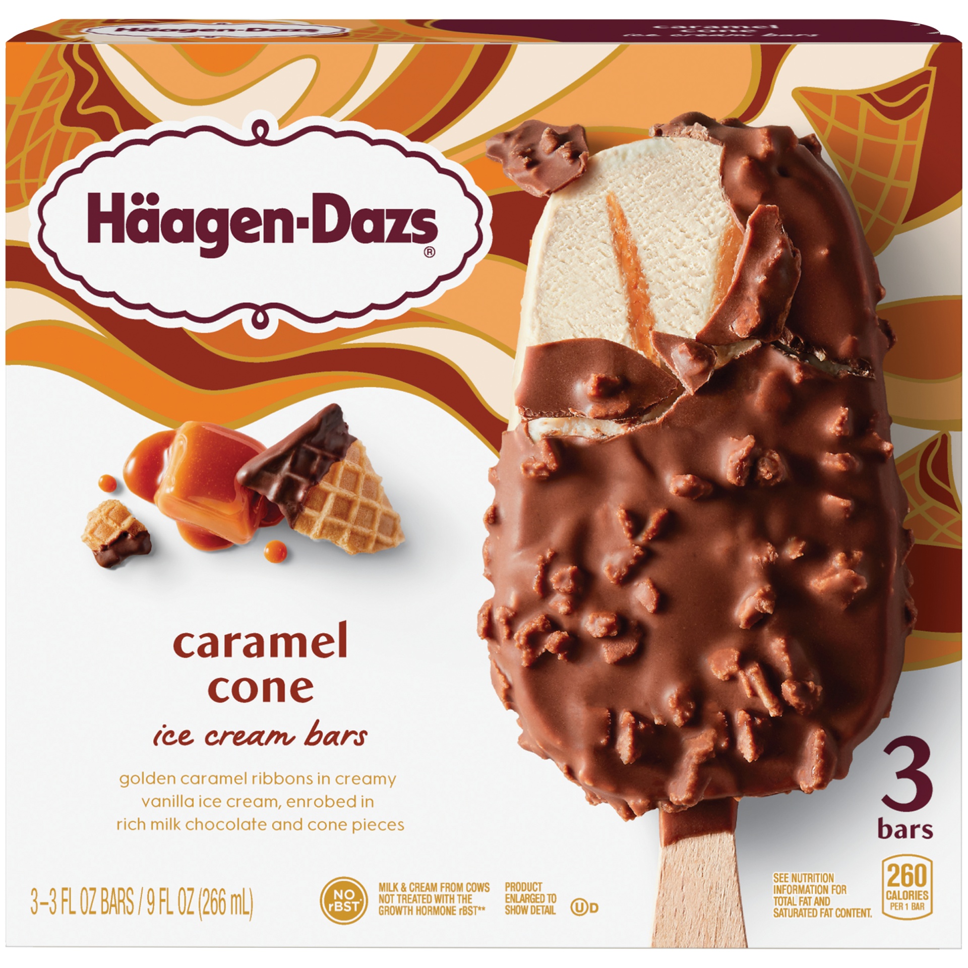 slide 1 of 7, Haagen-Dazs Caramel Cone Ice Cream Bars, 3 ct
