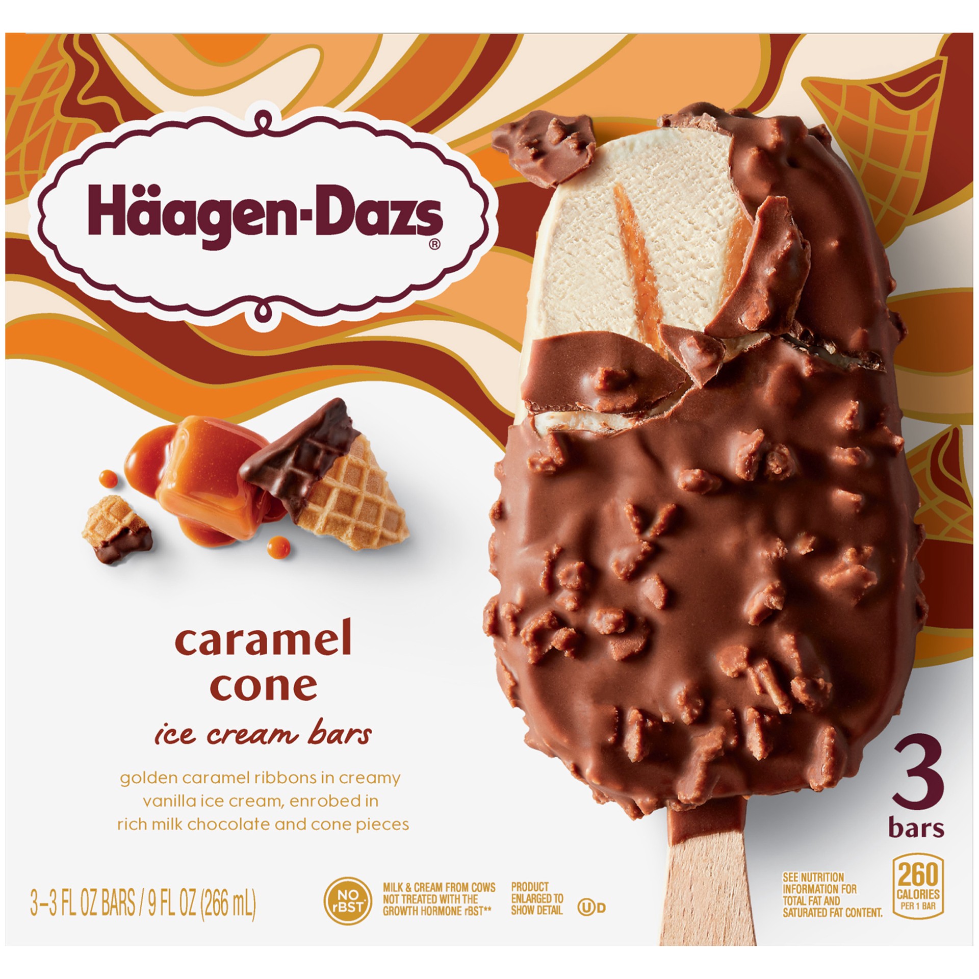 slide 1 of 6, HAAGEN-DAZS Caramel Cone Ice Cream Bars 3 ct Box, 3 ct