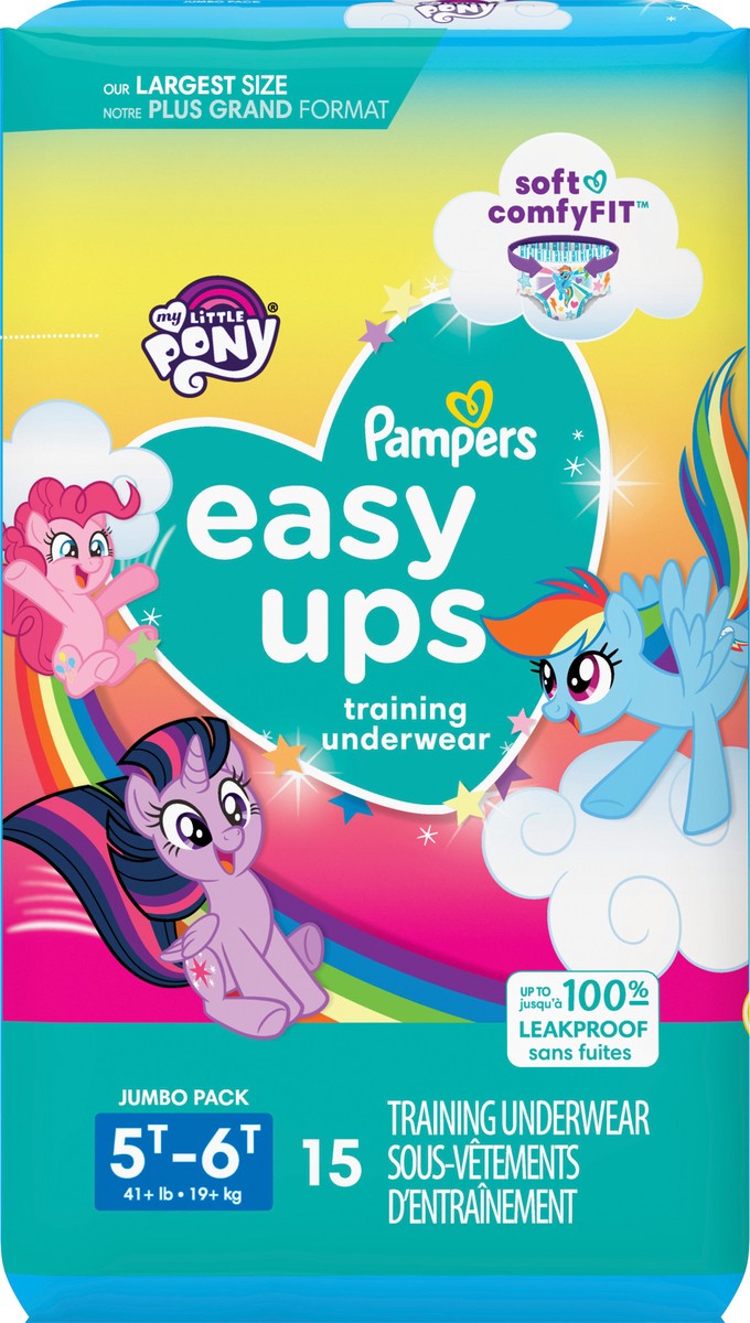 slide 7 of 8, Pampers Easy Ups Training Underwear Girls Size 7 5T-6T 15 Count, 15 ct