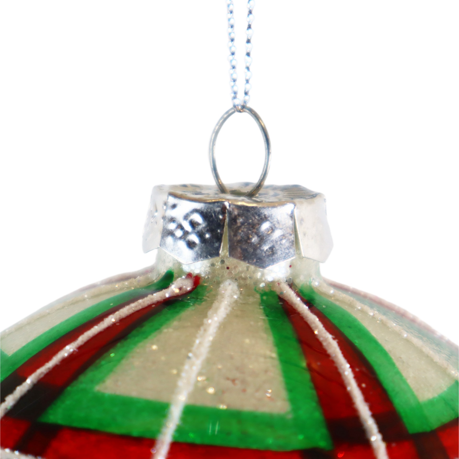 slide 2 of 3, 4" Red & White Plaid Glass Ball Ornament By Ashland, 4 in