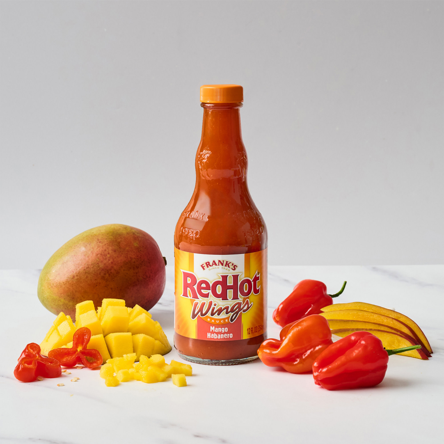 slide 3 of 7, Frank's RedHot Mango Habanero Wings Sauce, 12 fl oz, 12 fl oz