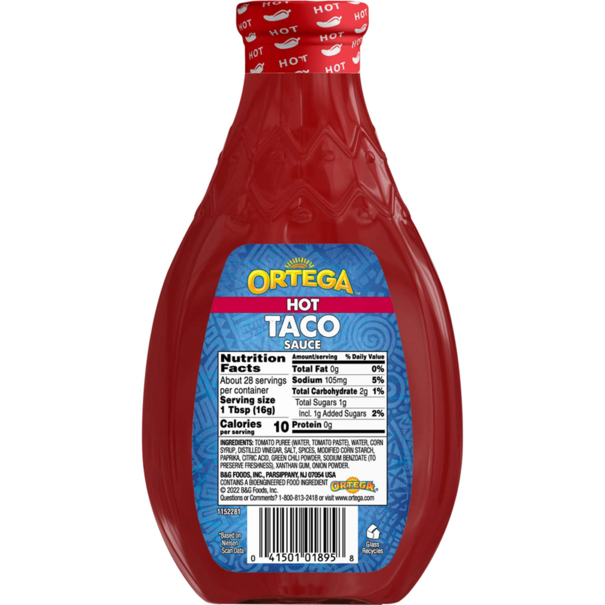 slide 2 of 2, Ortega Original Thick and Smooth Hot Taco Sauce, Kosher, 16 oz, 16 oz