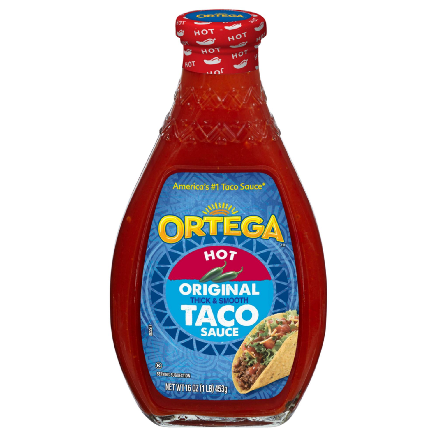 slide 1 of 2, Ortega Original Thick and Smooth Hot Taco Sauce, Kosher, 16 oz, 16 oz