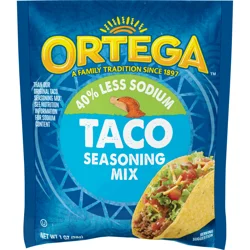 Ortega Taco 40% Less Sodium Seasoning Mix, Kosher, 1 oz