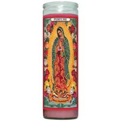 Reed Candle Virgen de Guadalupe Perfume Scented Religious Candle - Pink Wax