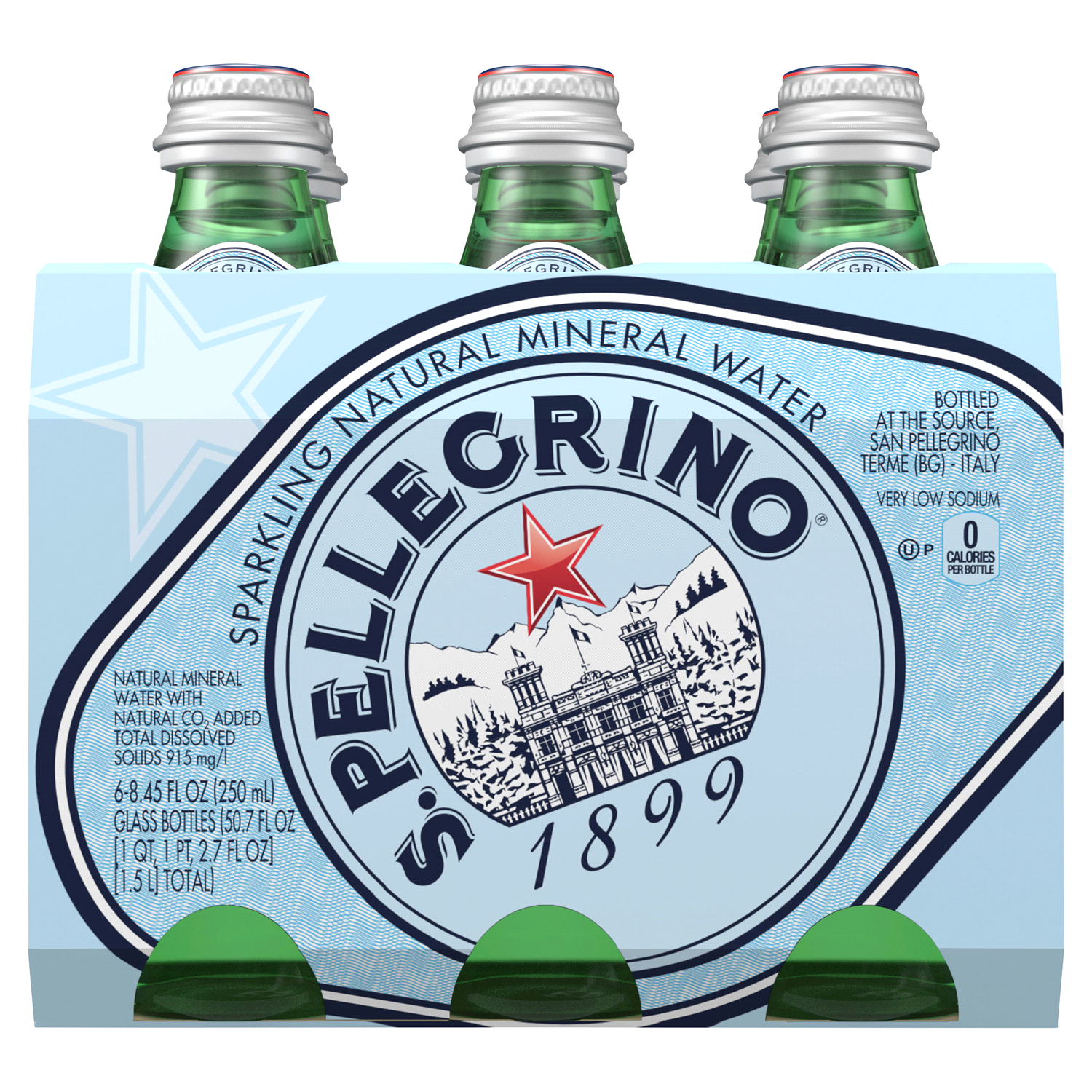 slide 1 of 4, San Pellegrino Sparkling Natural Mineral Water 8.45 oz Bottles, 6 ct