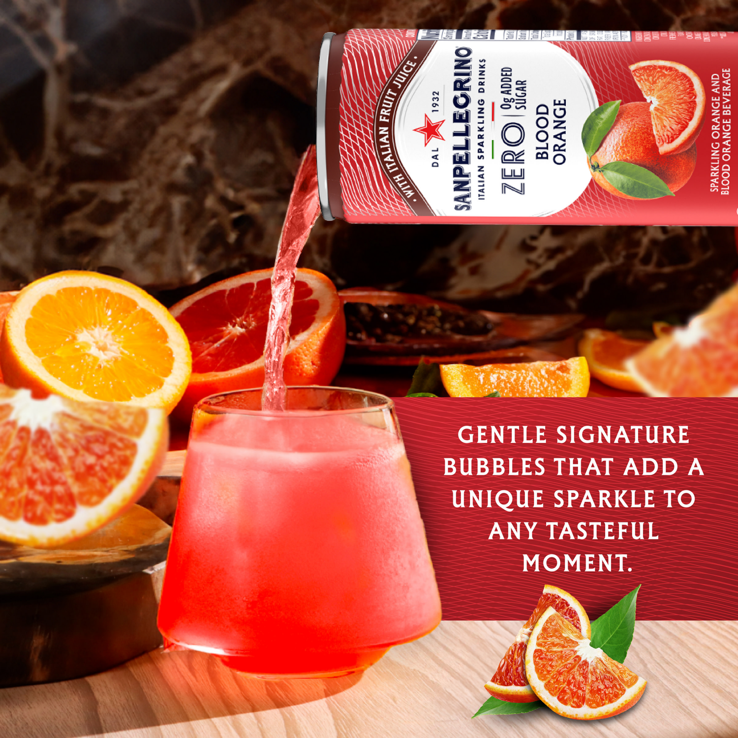 slide 2 of 5, SanPellegrino Zero Grams Added Sugar Italian Sparkling Drinks Blood Orange, Sparkling Orange and Blood Orange Beverage, 6 Pack of 11.15 Fl Oz Cans, 6 ct