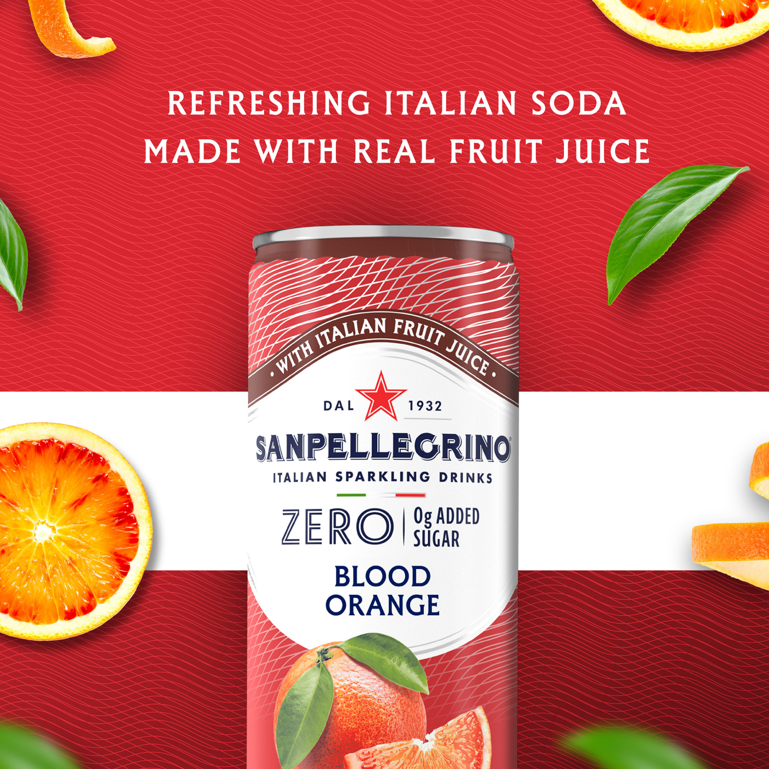 slide 4 of 5, SanPellegrino Zero Grams Added Sugar Italian Sparkling Drinks Blood Orange, Sparkling Orange and Blood Orange Beverage, 6 Pack of 11.15 Fl Oz Cans, 6 ct