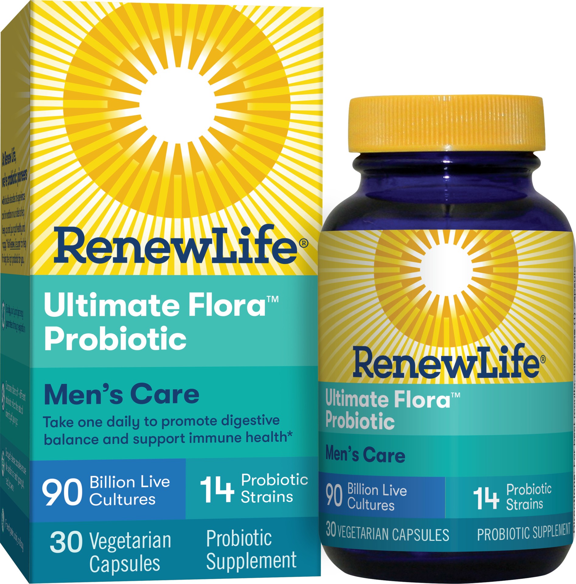 slide 1 of 1, Renew Life Adult Probiotic - Ultimate Flora™ Men's Care Probiotic Supplement - Shelf Stable, Gluten, Dairy & Soy Free - 90 Billion CFU - 30 Vegetarian Capsules, 30 ct