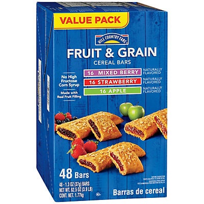 slide 1 of 1, Hill Country Fare Fruit & Grain Cereal Bars Value Pack, 48 ct